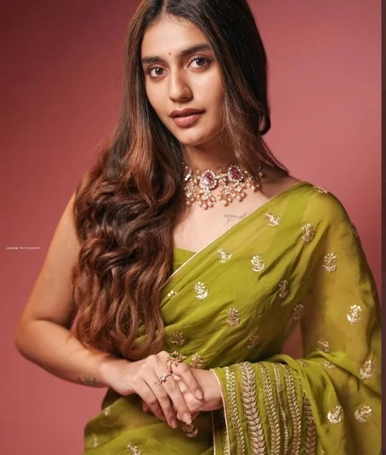 Priya Prakash Warrior green saree stunning looks viral